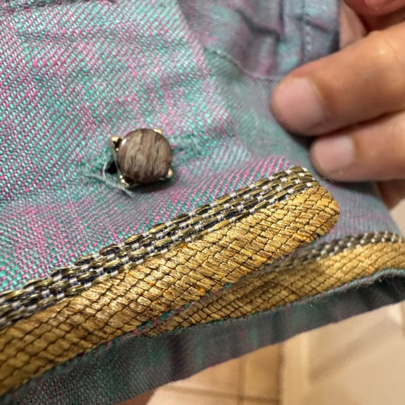 Morison mens Embroidered Blue Top with Gold Accents - Picture 7 of 11
